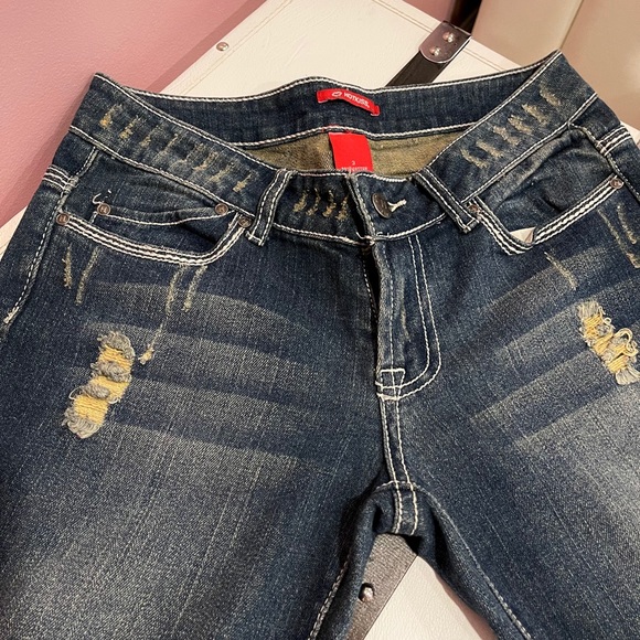 Straight Leg Rhinestone Jeans - Picture 2 of 7